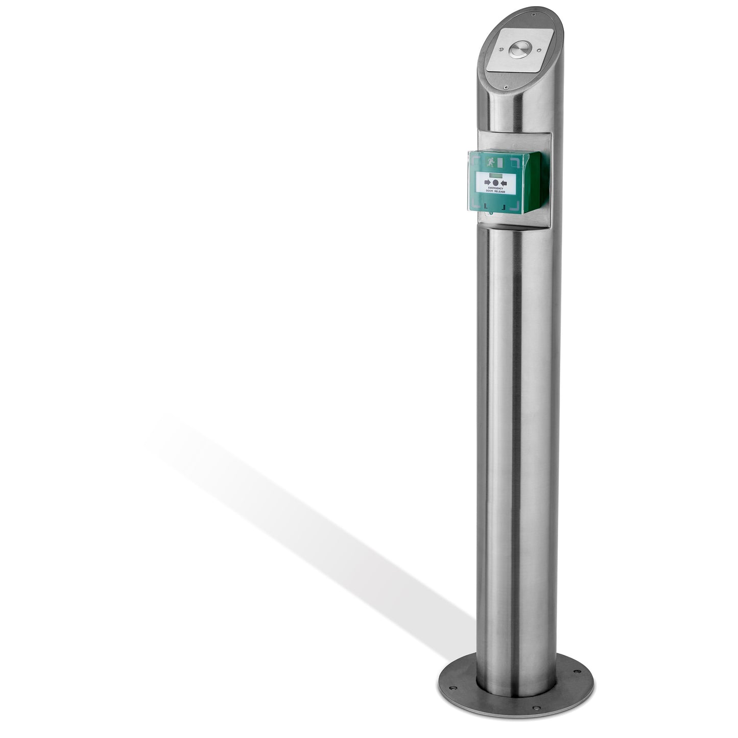 POST-SS-BG-CUT stainless steel mounting post with pre-cut emergency call point aperture