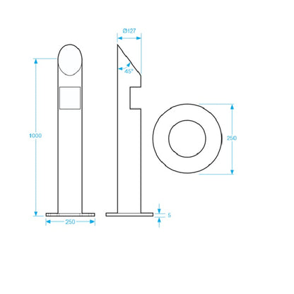 POST-SS-BG-CUT stainless steel mounting post with pre-cut emergency call point dimensions