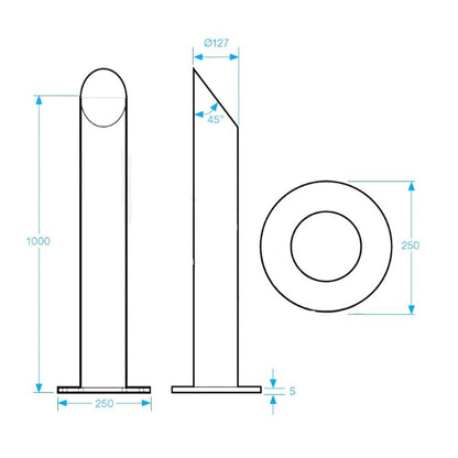 POST-SS-S-C stainless steel mounting post dimensions