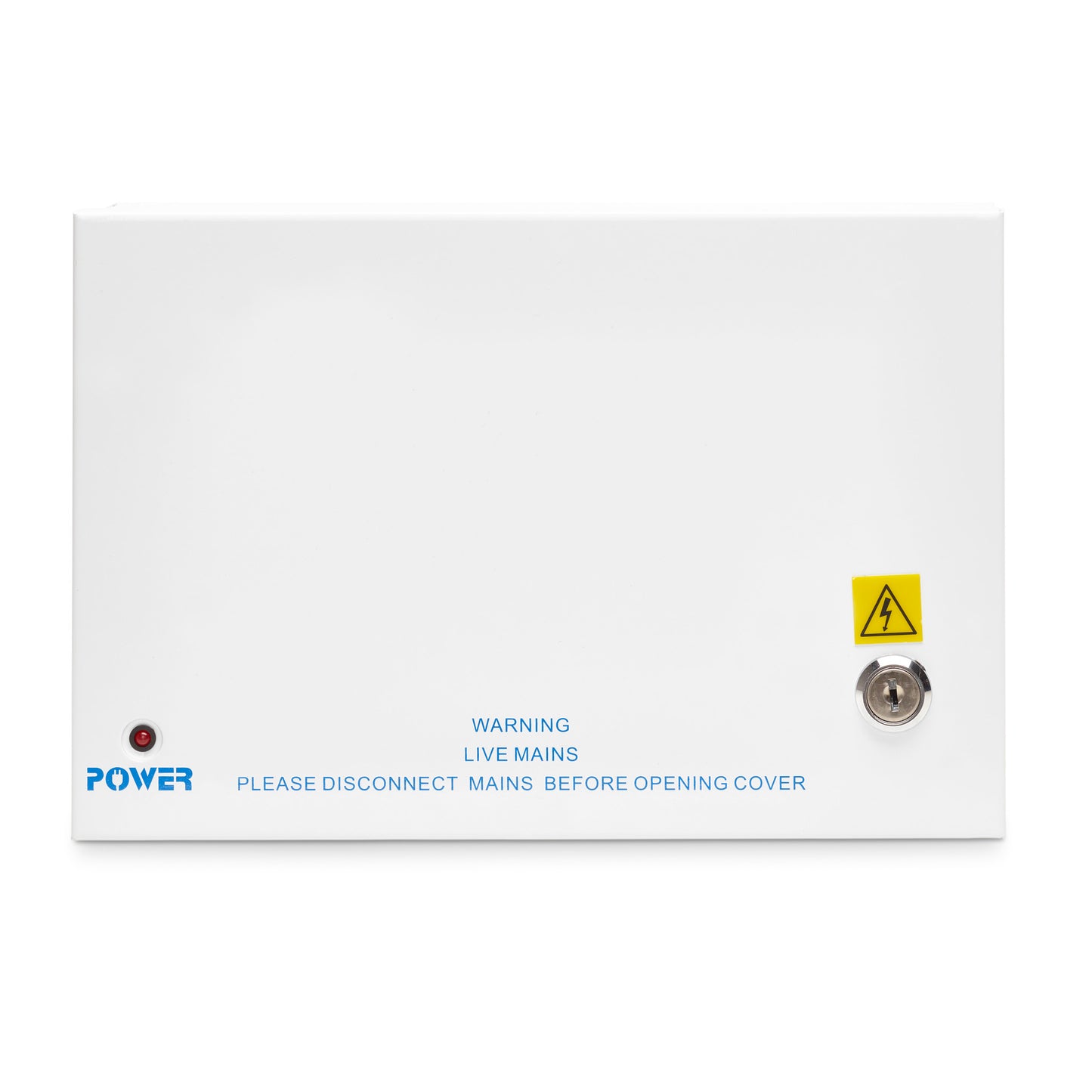12VDC 10A 9-way boxed power supply unit in a lockable metal enclosure