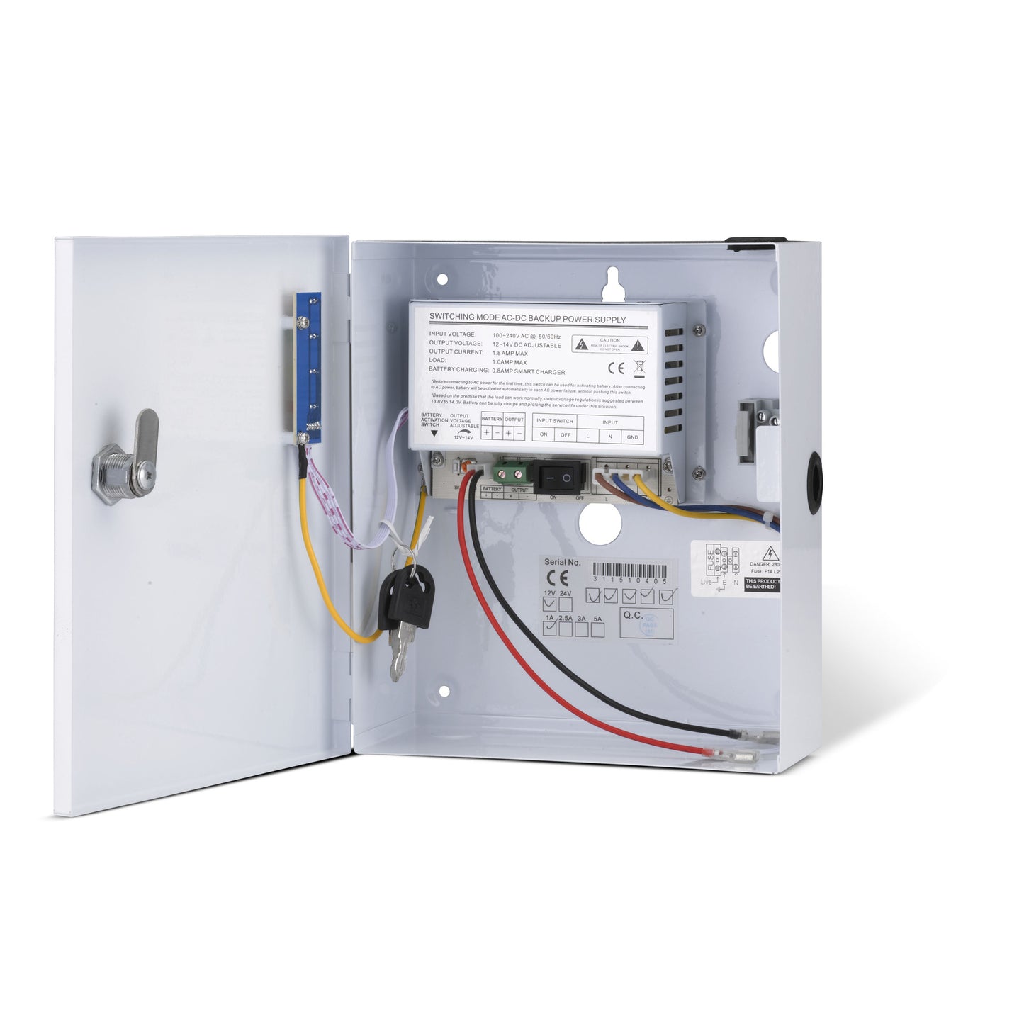 PS1A-12VS - 12VDC 1amp boxed power supply unit in small lockable metal enclosure