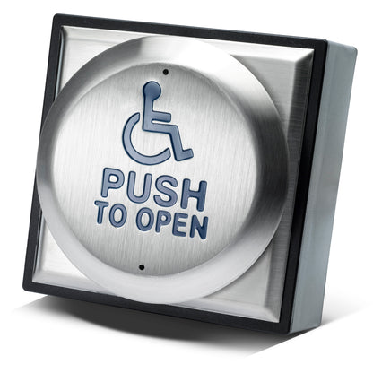 WPB-900 wireless 110mm press to exit button with brushed stainless steel faceplate