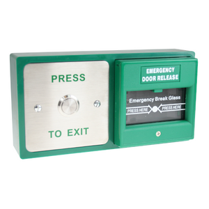 DBB-21-02 Green Backbox with Press to Exit Button and Break Glass Unit (Call Point) - Smart Access Solutions Ltd