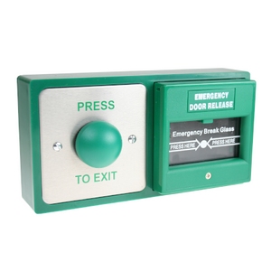DBB-21-04 Green Backbox with Press to Exit Button and Break Glass Unit (Call Point)- Smart Access Solutions Ltd
