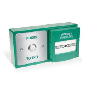 DBB-22-02 Green Backbox with Press to Exit Button and Resettable Break Glass Unit (Call Point) - Smart Access Solutions Ltd