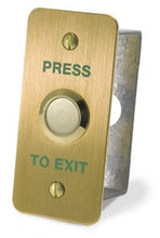 Load image into Gallery viewer, DRB002NF-B-PTE Narrow Brass Effect Press to Exit Button - Smart Access Solutions Ltd